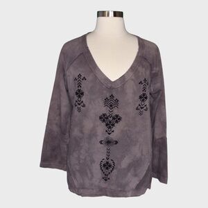 Free People Boho Embroidered Mineral Wash Sweatshirt